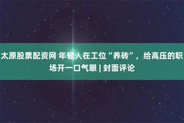 太原股票配资网 年轻人在工位“养砖”，给高压的职场开一口气眼 | 封面评论